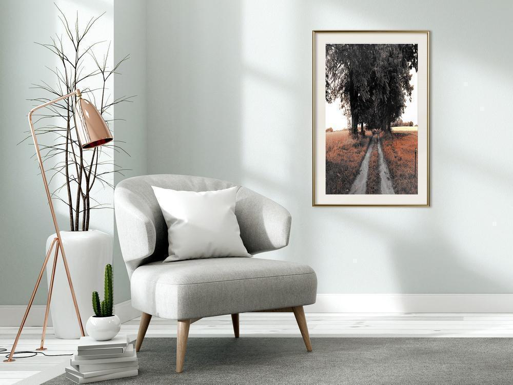 Autumn Framed Poster - Field Path-artwork for wall with acrylic glass protection