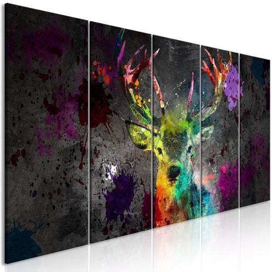 Canvas Print - Rainbow Deer (5 Parts) Narrow-ArtfulPrivacy-Wall Art Collection