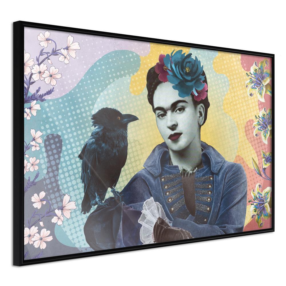 Wall Decor Portrait - Frida with a Raven-artwork for wall with acrylic glass protection