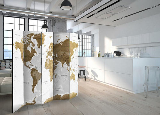 Decorative partition-Room Divider - White Oceans-Folding Screen Wall Panel by ArtfulPrivacy