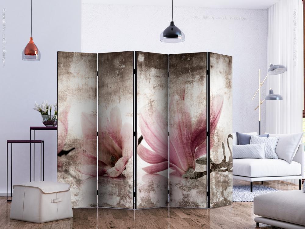 Decorative partition-Room Divider - Historic Magnolias II-Folding Screen Wall Panel by ArtfulPrivacy