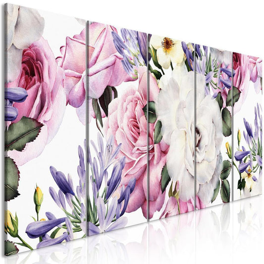 Canvas Print - Rose Composition (5 Parts) Narrow Colourful-ArtfulPrivacy-Wall Art Collection