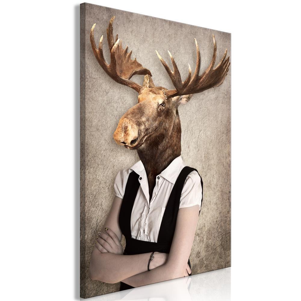 Canvas Print - Brainy Moose (1 Part) Vertical-ArtfulPrivacy-Wall Art Collection