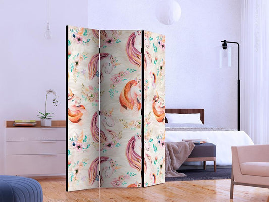 Decorative partition-Room Divider - Pastel Unicorns-Folding Screen Wall Panel by ArtfulPrivacy
