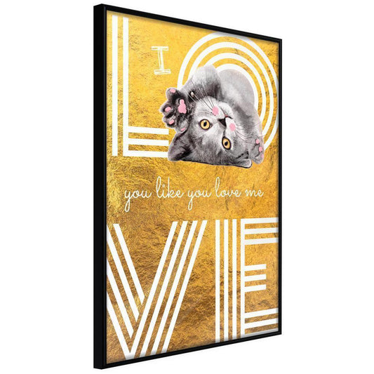 Typography Framed Art Print - Cat Love-artwork for wall with acrylic glass protection