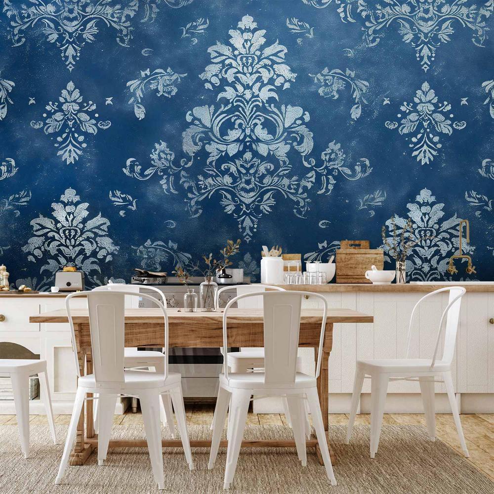 Wall Mural - Retro Ornament Decorative Motif in Worn Blues