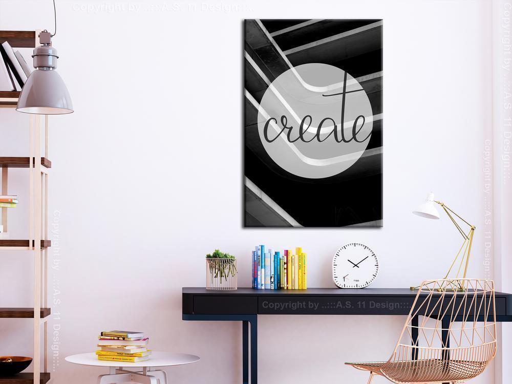 Canvas Print - Industrial Compositions (1-part) - English Text on Concrete Background-ArtfulPrivacy-Wall Art Collection