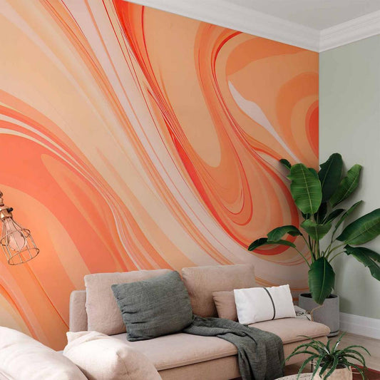 Wall Mural - Peach Abstraction - Abstraction with Smoothly Transitioning Colors in Orange Tones