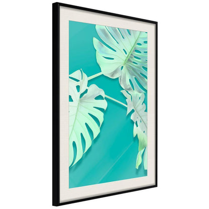 Botanical Wall Art - Teal Monstera-artwork for wall with acrylic glass protection