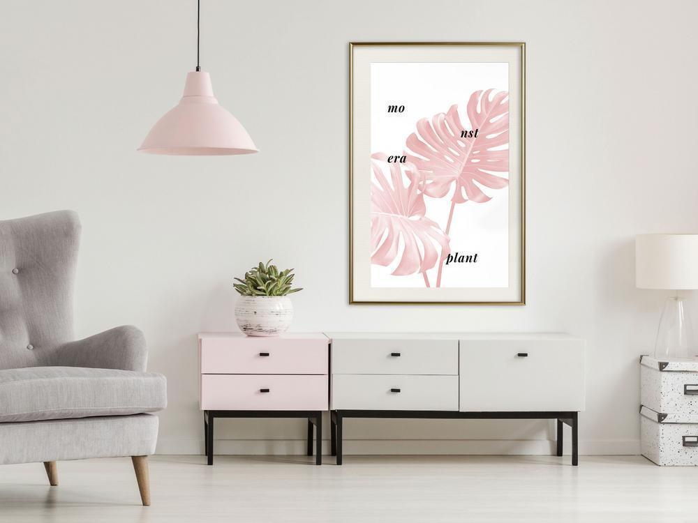 Botanical Wall Art - Pale Pink Monstera-artwork for wall with acrylic glass protection