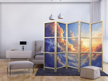 Japanese Room Divider - Sunset Over a Cloudy Sea: A Wonderful Symphony of Colors