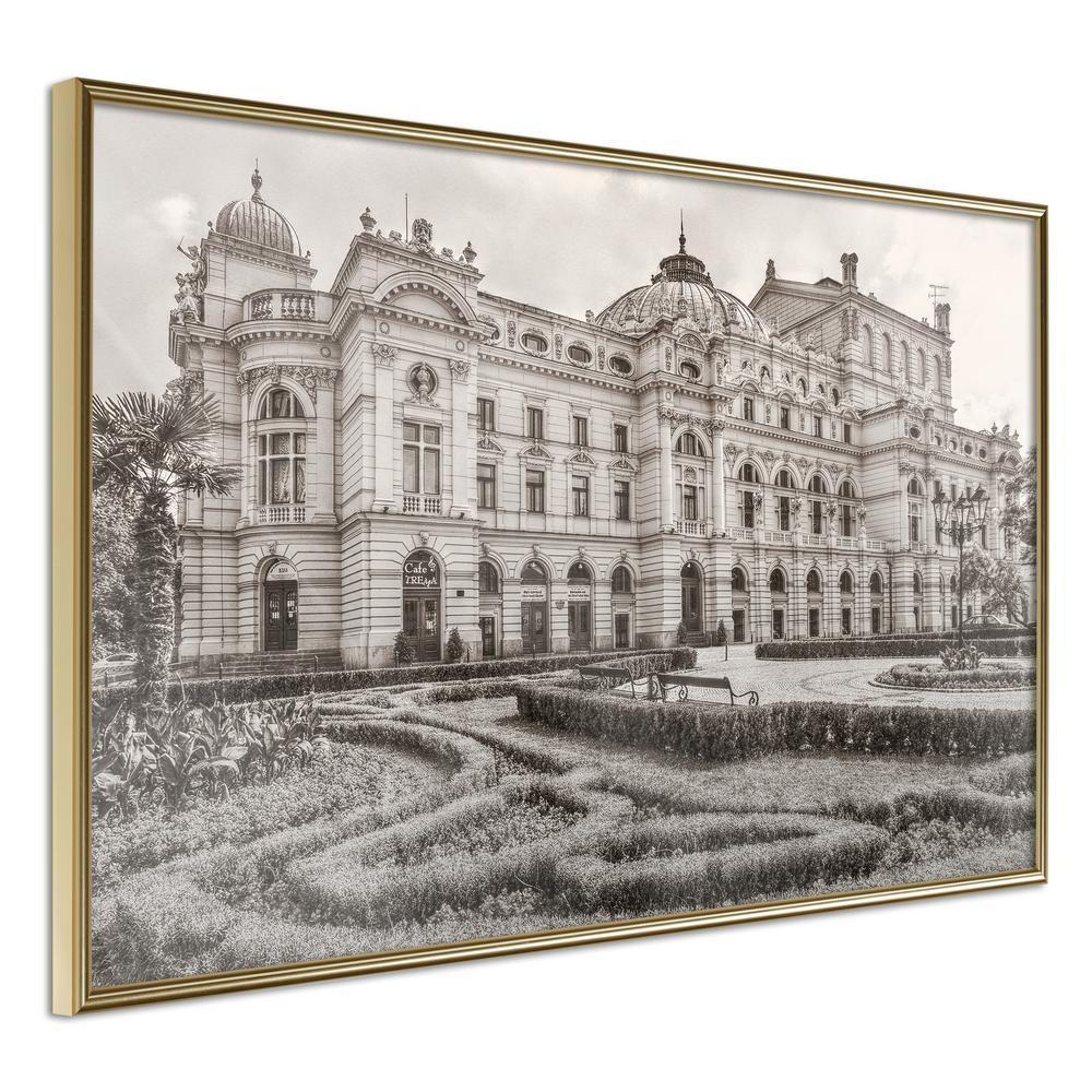 Photography Wall Frame - Postcard from Cracow: Slowacki Theater-artwork for wall with acrylic glass protection