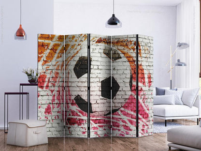 Decorative partition-Room Divider - Street football II-Folding Screen Wall Panel by ArtfulPrivacy
