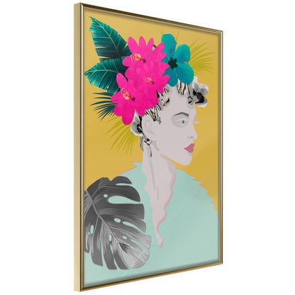Wall Decor Portrait - Crown of Flowers-artwork for wall with acrylic glass protection