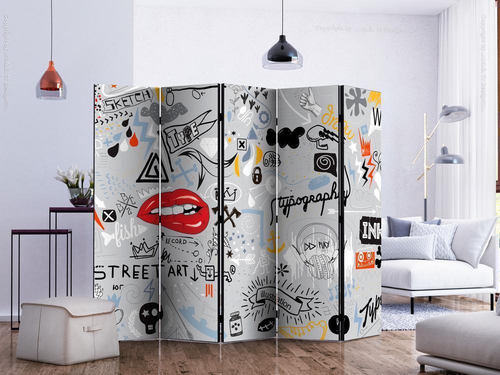 Decorative partition-Room Divider - Stream of thought II-Folding Screen Wall Panel by ArtfulPrivacy