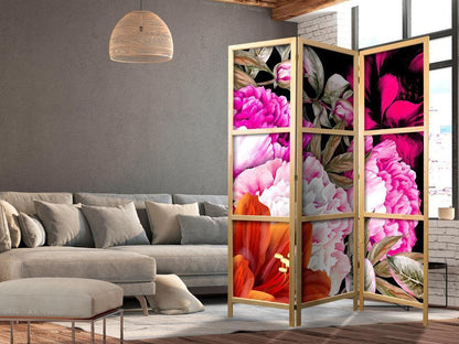 Shoji room Divider - Japanese Room Divider - Floral Abundance I - ArtfulPrivacy