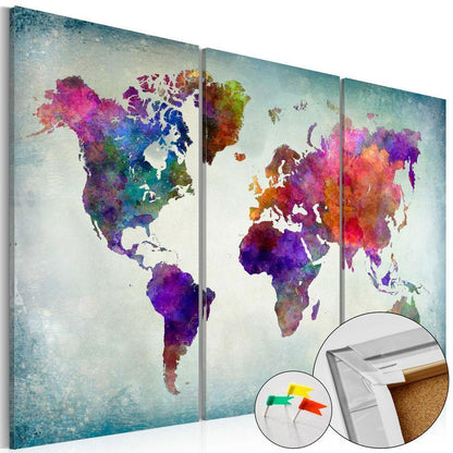 Cork board Canvas with design - Decorative Pinboard - World in Colors-ArtfulPrivacy