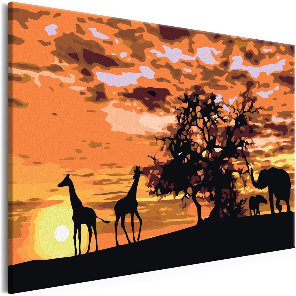 Start learning Painting - Paint By Numbers Kit - Savannah (Giraffes & Elephants) - new hobby