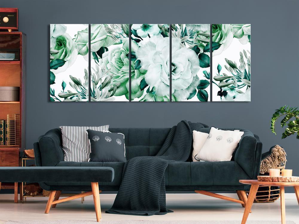 Canvas Print - Rose Composition (5 Parts) Narrow Green-ArtfulPrivacy-Wall Art Collection