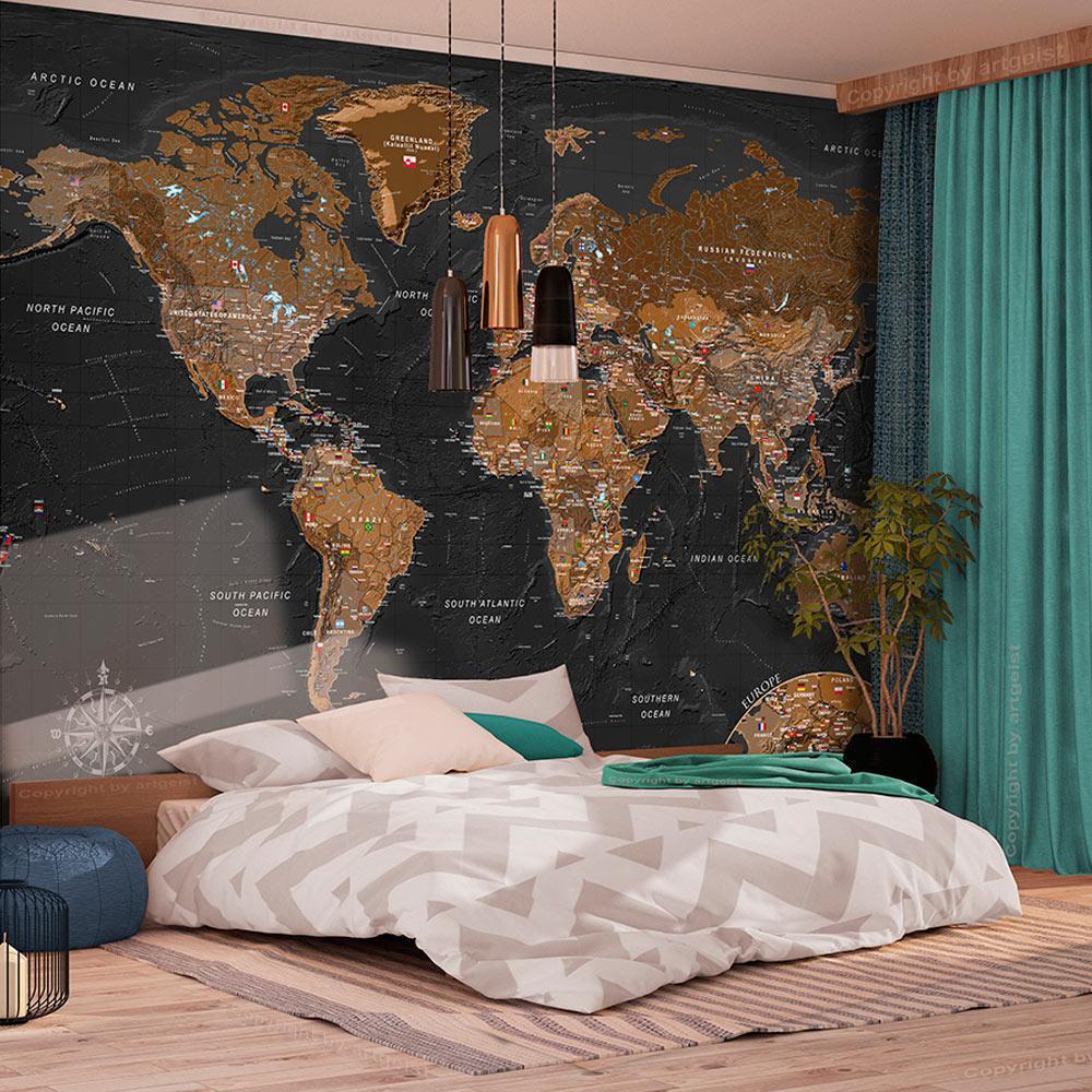 Wall Mural - World: Stylish Map-Wall Murals-ArtfulPrivacy