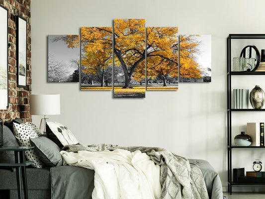 Canvas Print - Autumn in the Park (5 Parts) Wide Gold