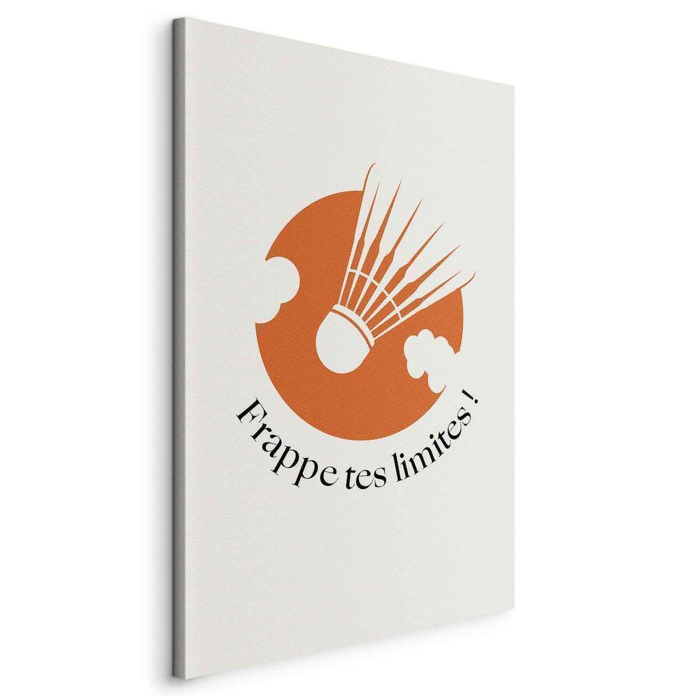 Canvas Print - Badminton Shuttlecock on an Orange Circle Background