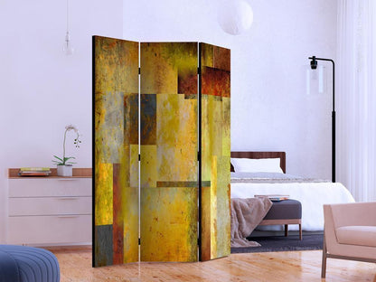 Decorative partition-Room Divider - Orange Hue of Art Expression-Folding Screen Wall Panel by ArtfulPrivacy