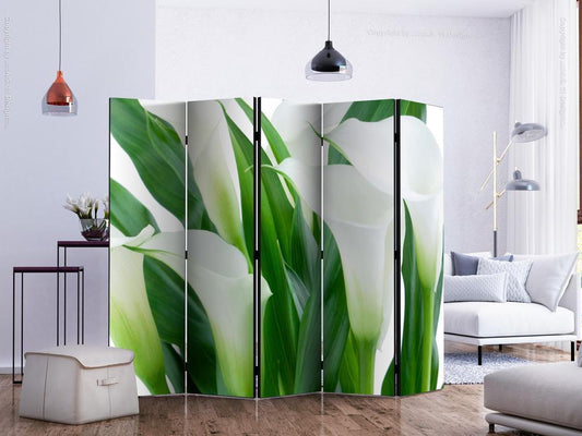 Decorative partition-Room Divider - bunch of flowers - callas II-Folding Screen Wall Panel by ArtfulPrivacy