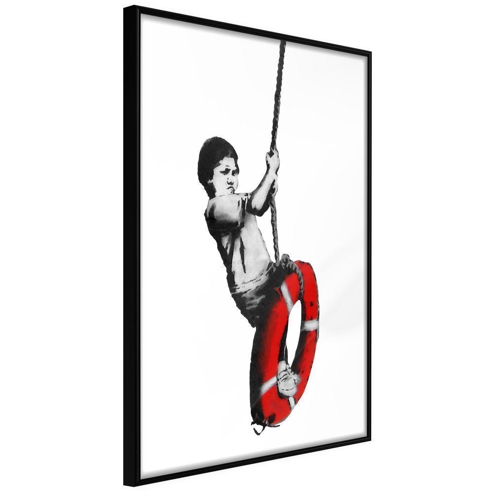 Urban Art Frame - Banksy: Swinger-artwork for wall with acrylic glass protection