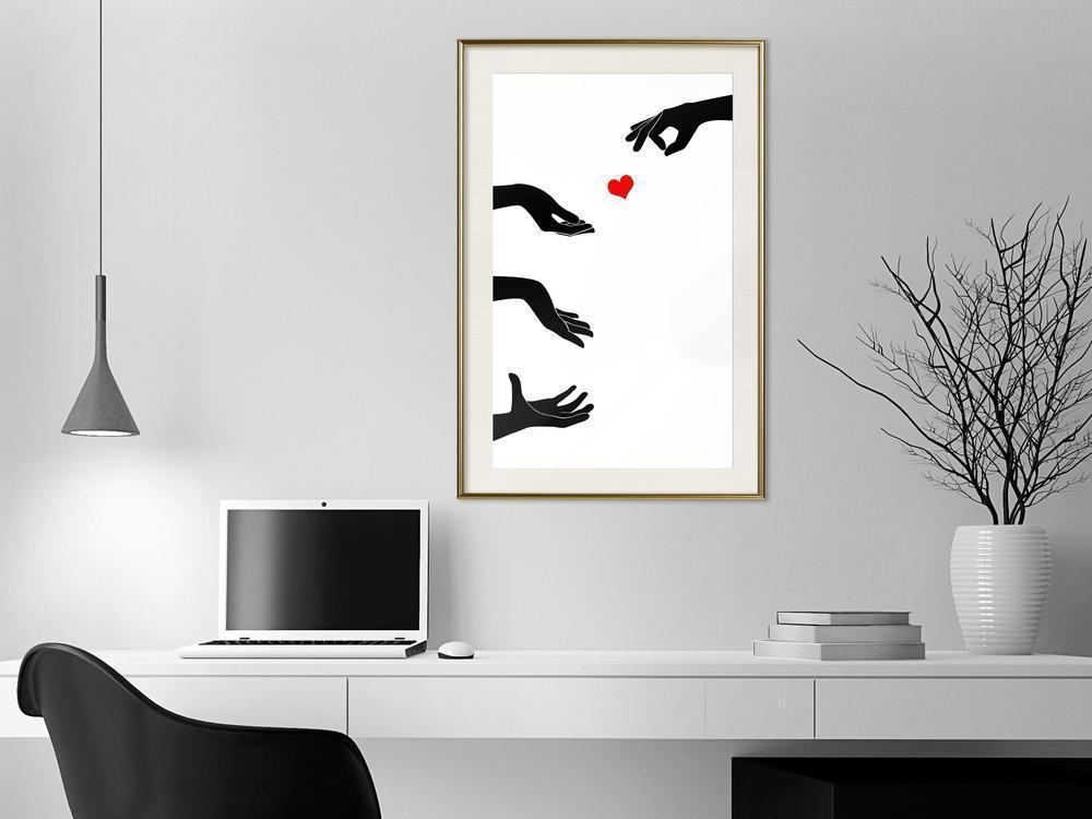 Black and White Framed Poster - Playing With Love-artwork for wall with acrylic glass protection