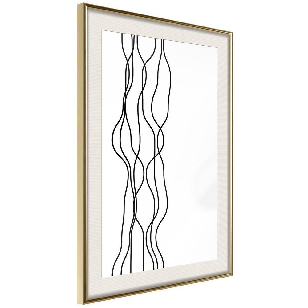 Black and white Wall Frame - Wavy Lines-artwork for wall with acrylic glass protection