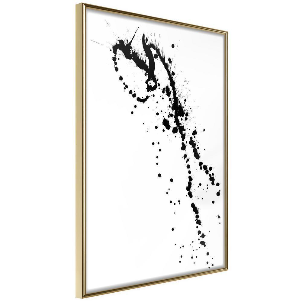 Black and White Framed Poster - Ink Splash-artwork for wall with acrylic glass protection