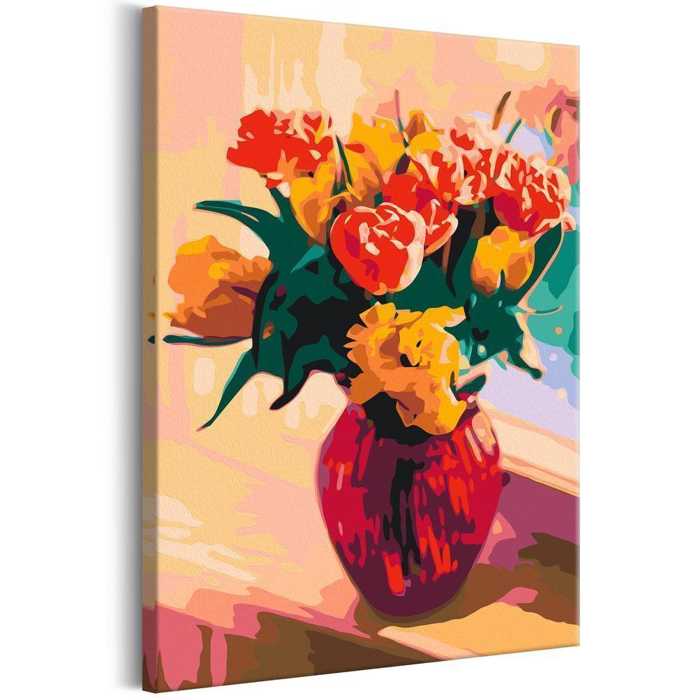 Start learning Painting - Paint By Numbers Kit - Tulips in Red Vase - new hobby