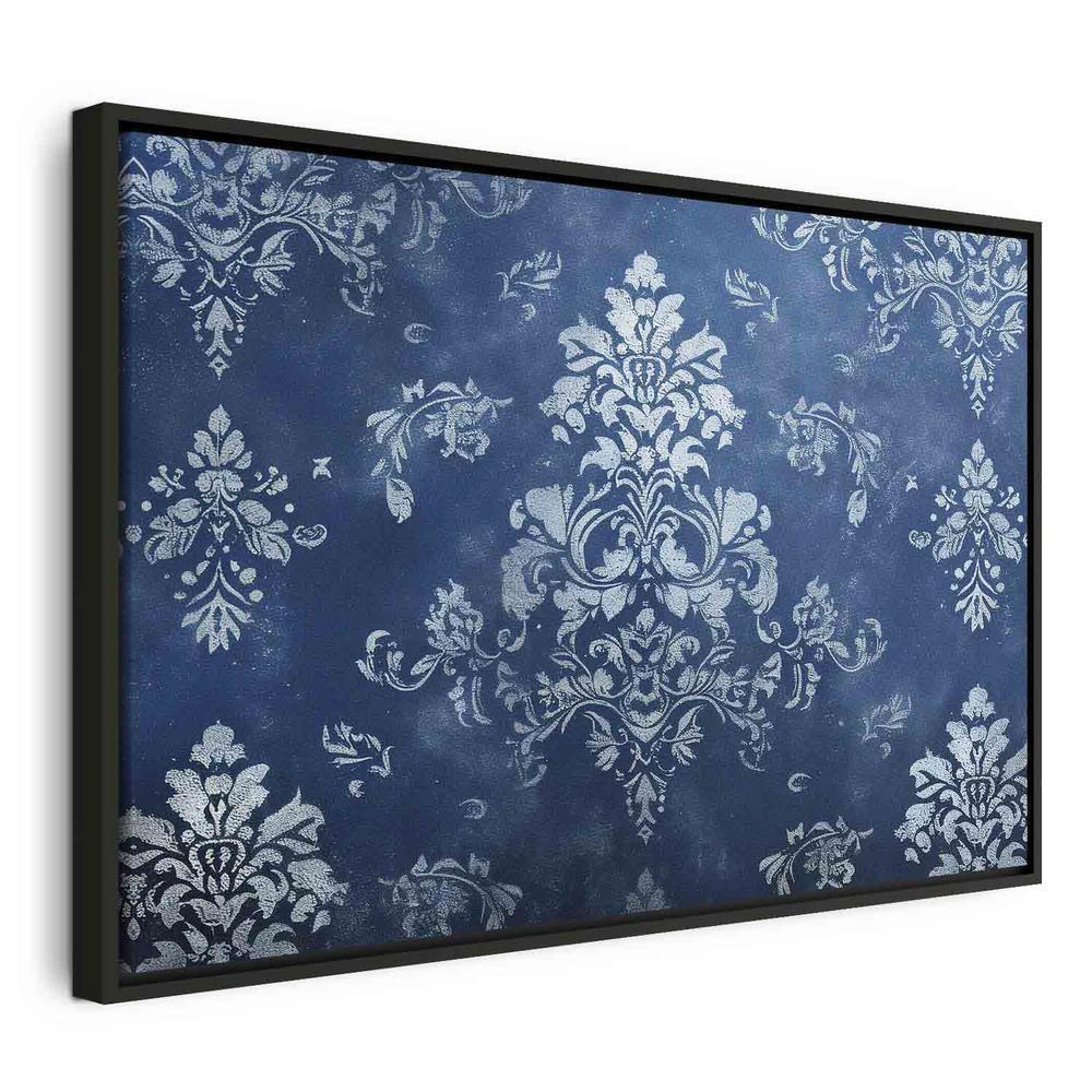 Canvas Print - Retro Ornament Decorative Motif in Worn Blues