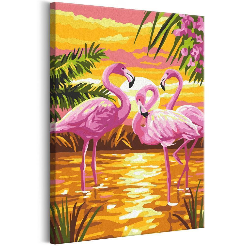 Start learning Painting - Paint By Numbers Kit - Flamingo Family - new hobby