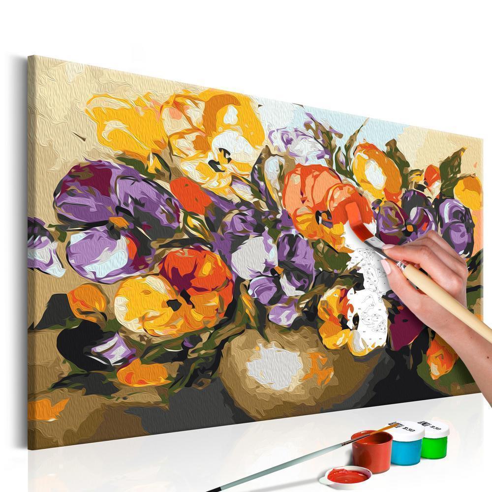 Start learning Painting - Paint By Numbers Kit - Vase Of Pansies - new hobby