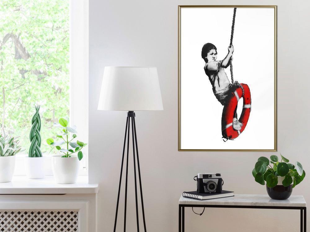 Urban Art Frame - Banksy: Swinger-artwork for wall with acrylic glass protection