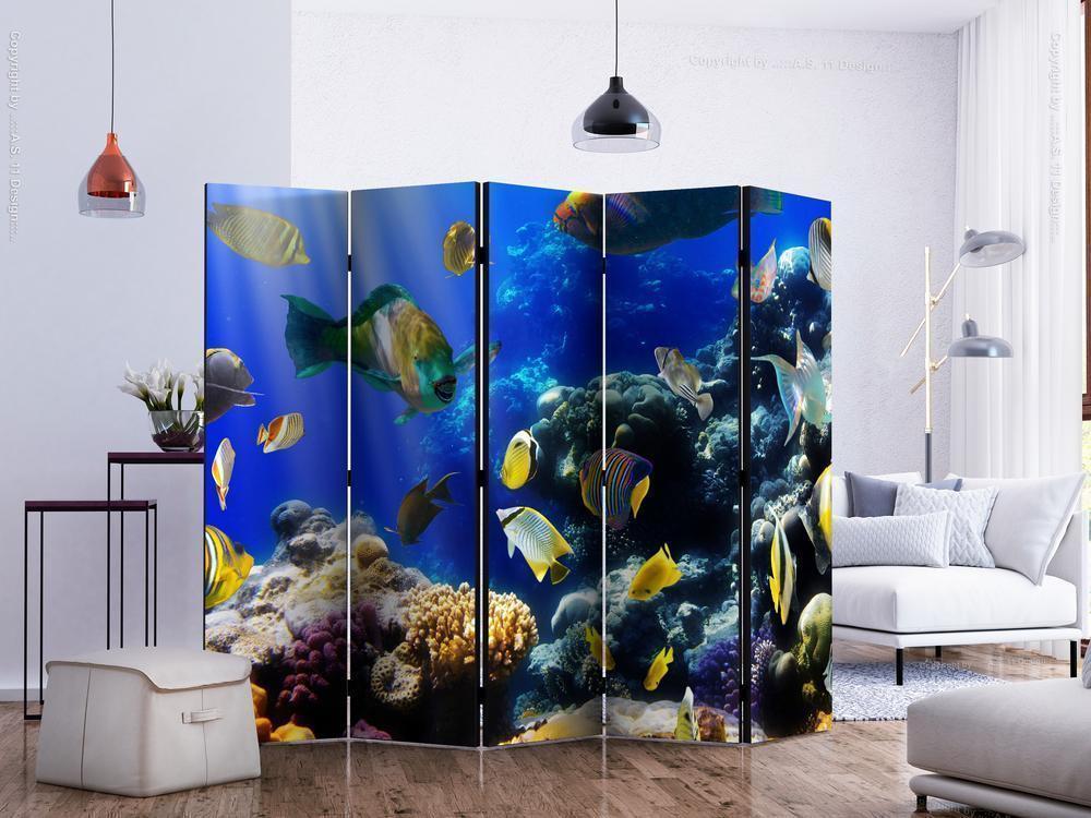 Decorative partition-Room Divider - Underwater adventure II-Folding Screen Wall Panel by ArtfulPrivacy