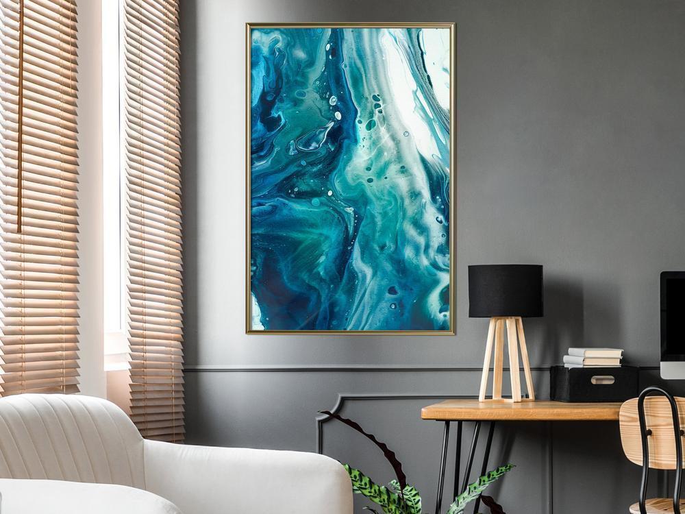 Abstract Poster Frame - Acrylic Pouring II-artwork for wall with acrylic glass protection