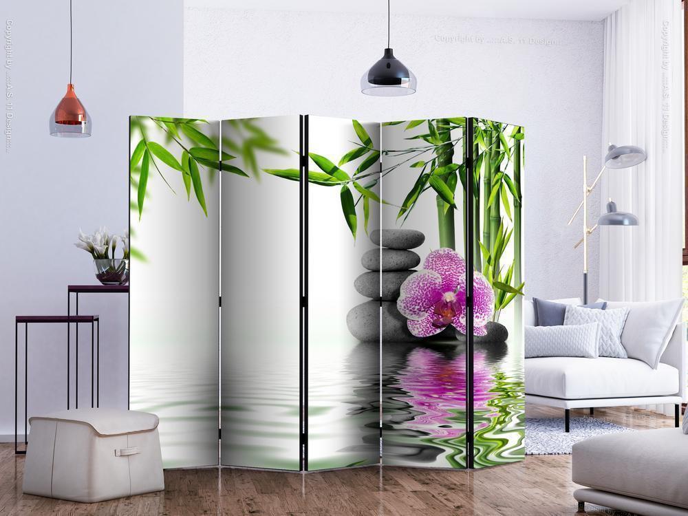 Decorative partition-Room Divider - Water Garden II-Folding Screen Wall Panel by ArtfulPrivacy