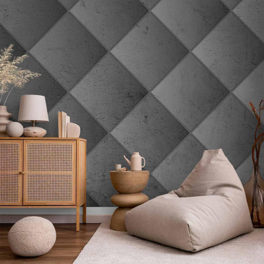 Wall Mural - Grey symmetry - geometric pattern in concrete pattern with light joints