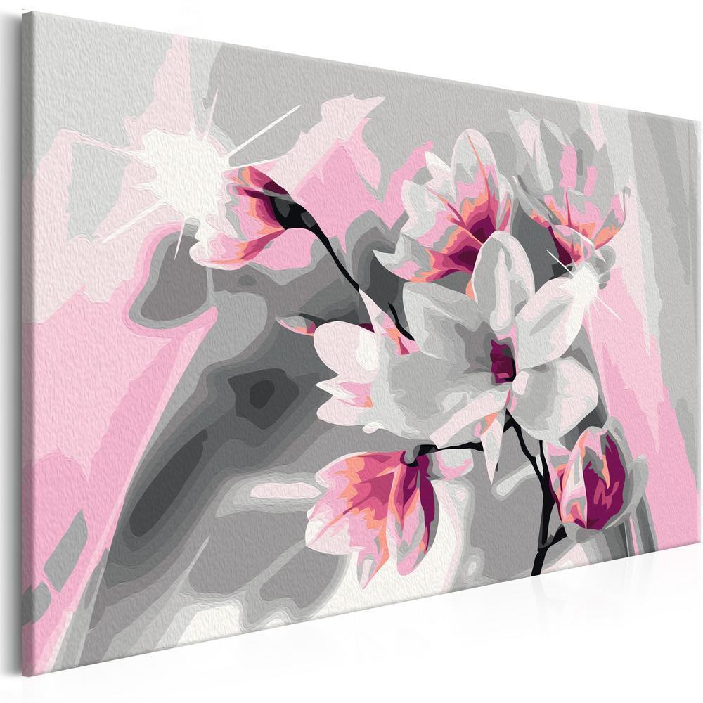 Start learning Painting - Paint By Numbers Kit - Magnolia (Grey Background) - new hobby