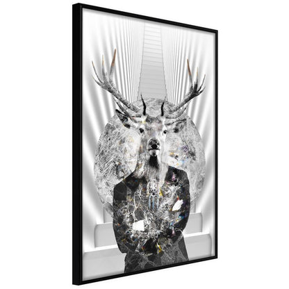 Black and White Framed Poster - Herd Leader-artwork for wall with acrylic glass protection