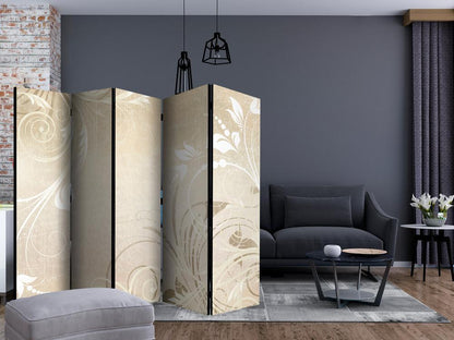 Room Divider - Symphony of senses II- A 5 Panel Folding Screen For Living rooms, bedrooms or home office, decorative folding screen made with wood and canvas