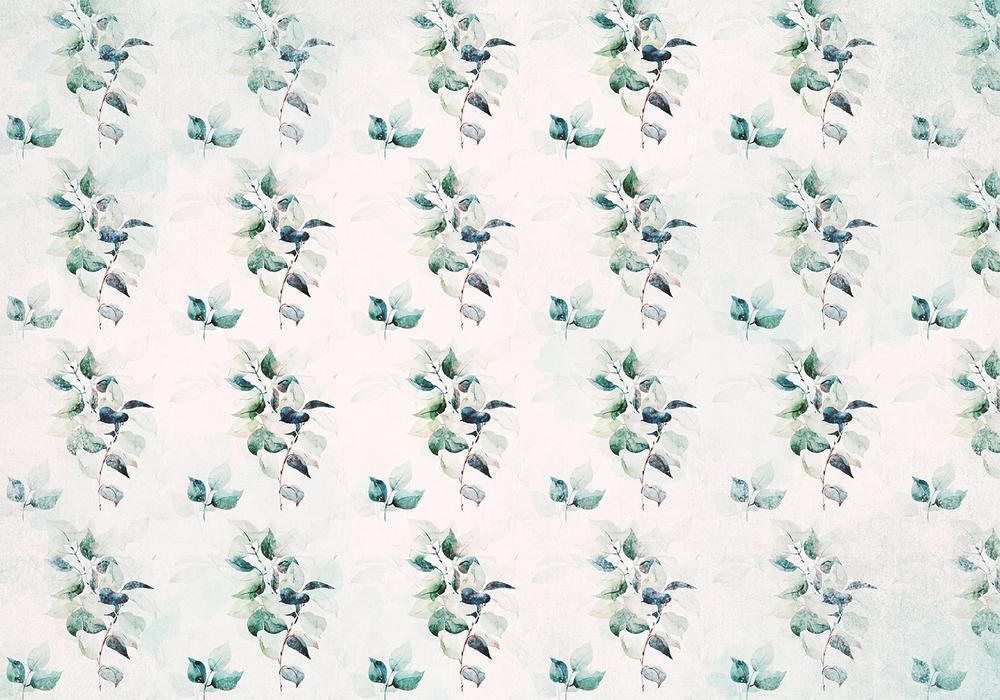 Wall Mural - Mint green nature - solid floral pattern with green leaves-Wall Murals-ArtfulPrivacy