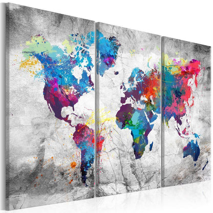 Canvas Print - Maps: Grey Style-ArtfulPrivacy-Wall Art Collection