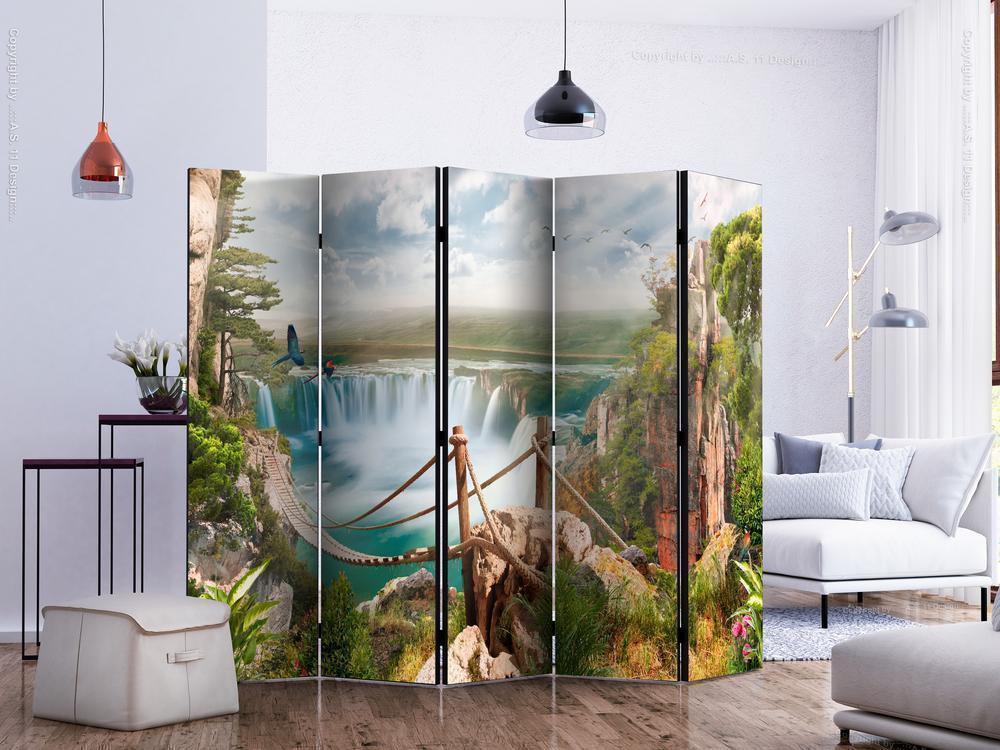 Decorative partition-Room Divider - Hidden Paradise II-Folding Screen Wall Panel by ArtfulPrivacy