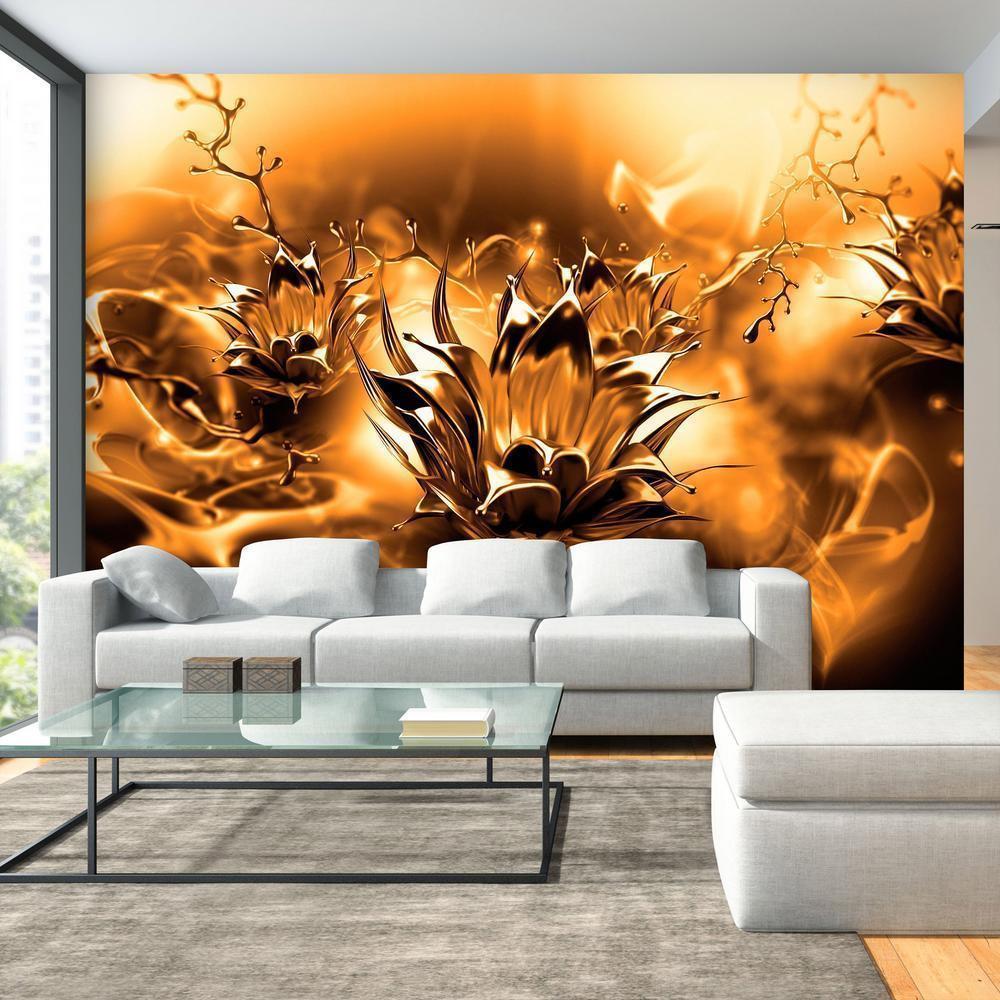 Wall Mural - Oily Flower (Orange)-Wall Murals-ArtfulPrivacy
