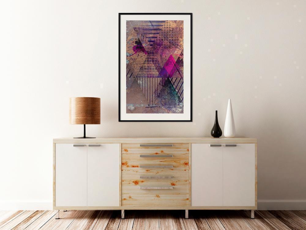 Abstract Poster Frame - Pink Patchwork I-artwork for wall with acrylic glass protection