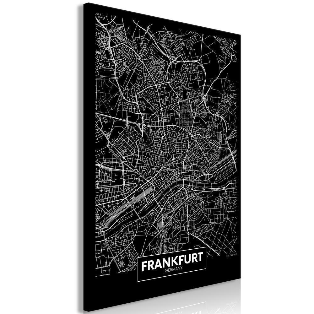 Canvas Print - Dark Map of Frankfurt (1 Part) Vertical-ArtfulPrivacy-Wall Art Collection